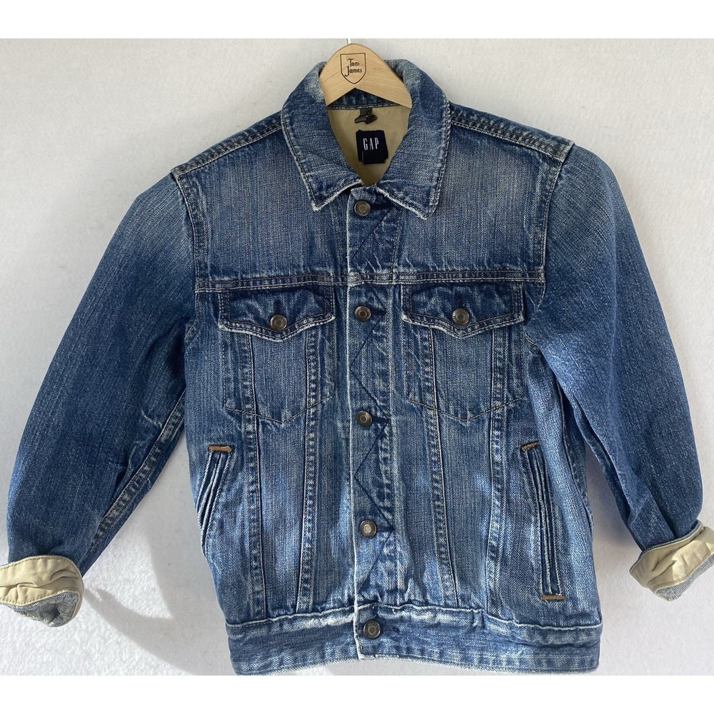 Blue Denim Jacket Snap Kids Unisex Size 8 Medium